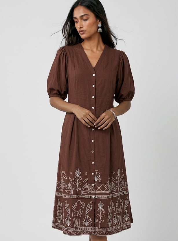 Women Embroidered A-line Ethnic Dress