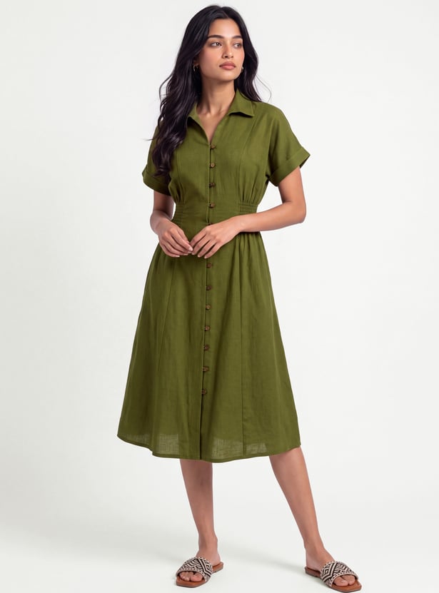 Women Solid Shirt Dress