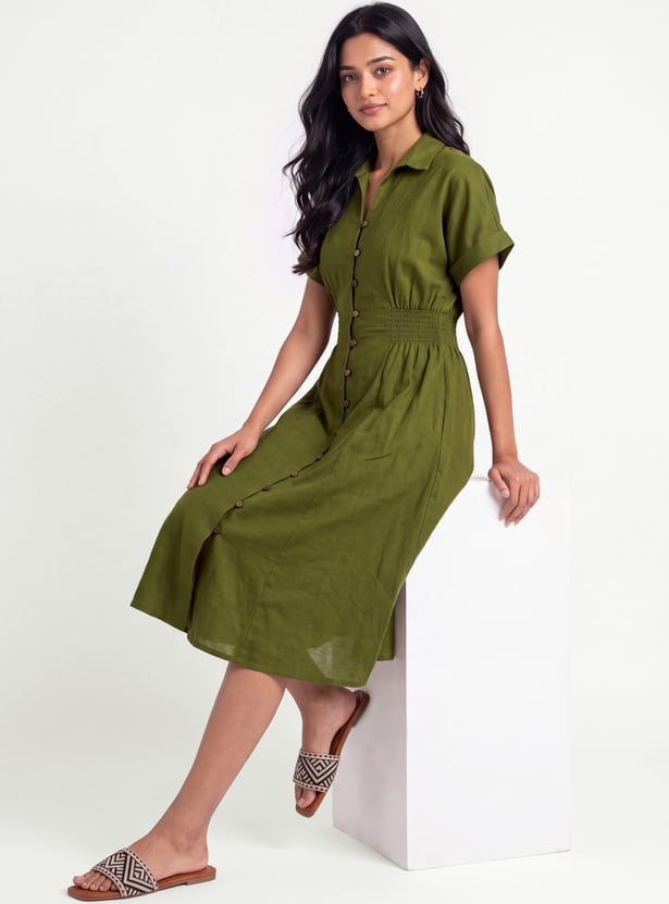 Women Solid Shirt Dress