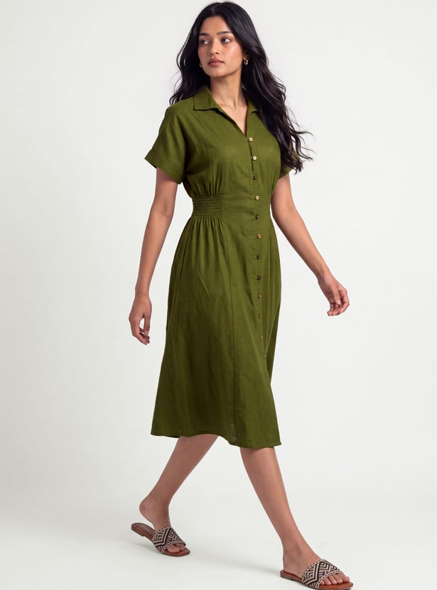 Women Solid Shirt Dress
