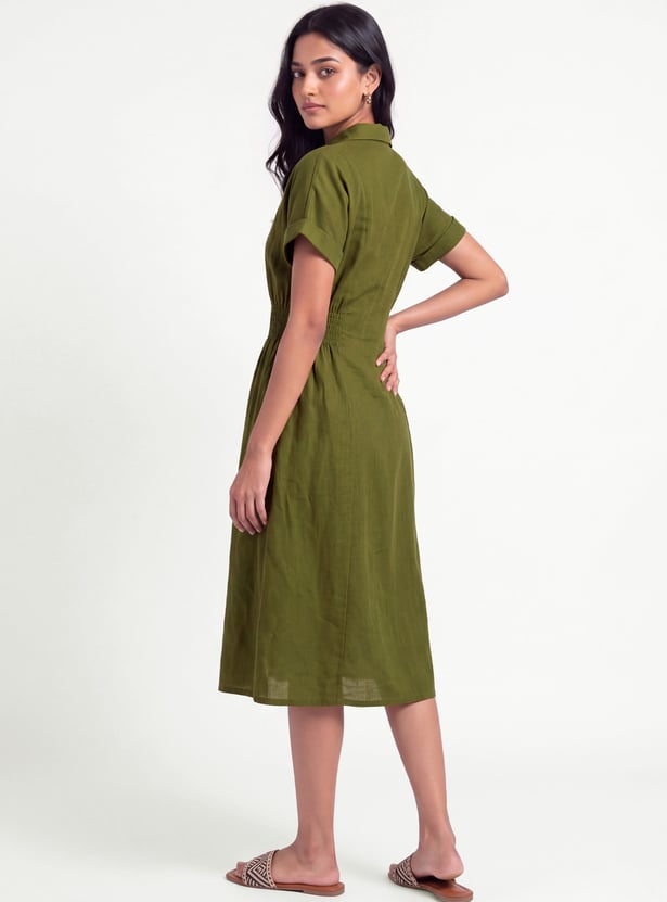 Women Solid Shirt Dress