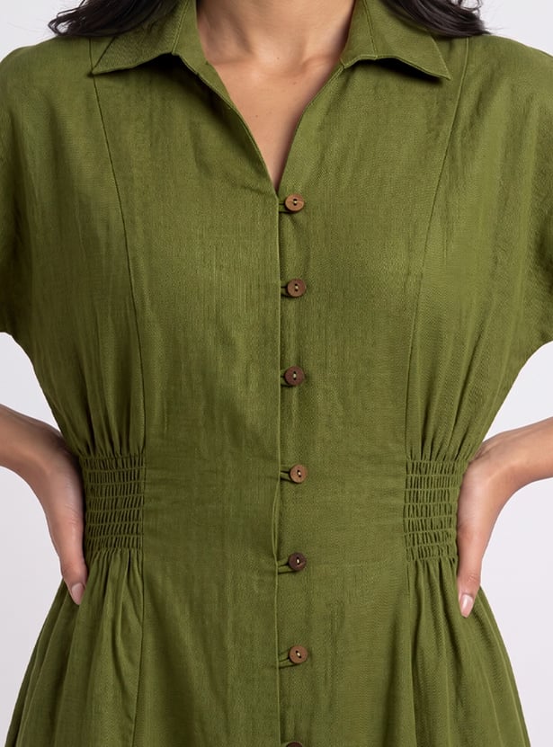Women Solid Shirt Dress