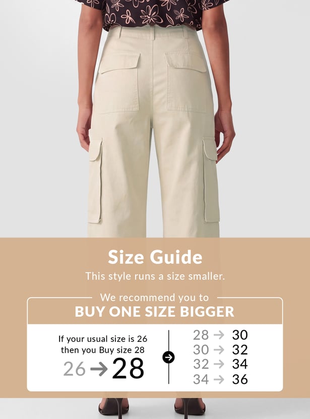 Men Solid Cargo Jeans High Rise