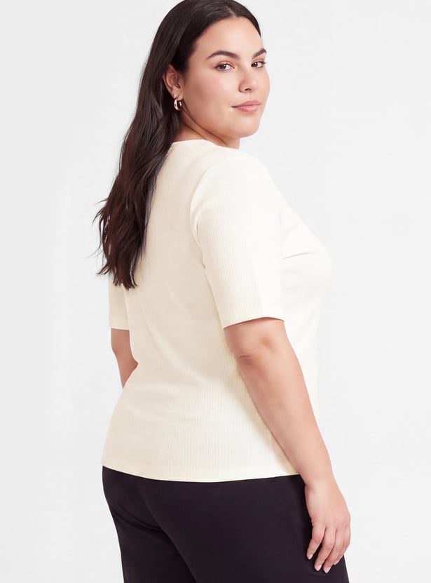 Women Ribbed Henley T-shirt