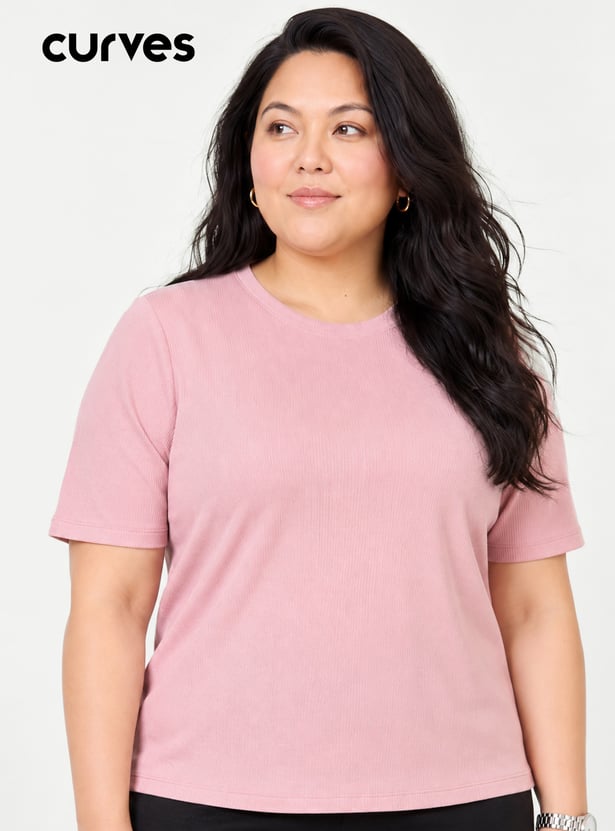 Women Ribbed Knit T-shirt