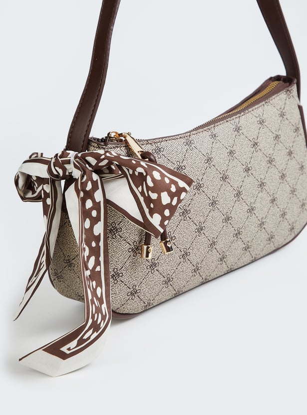 Women Printed Shoulder Bag with Scarf