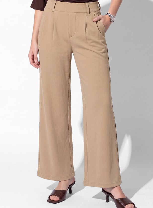 Women Pleated Wide-Leg Trousers