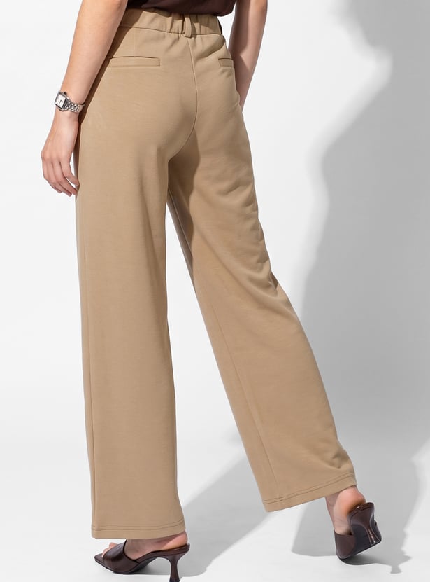 Women Pleated Wide-Leg Trousers