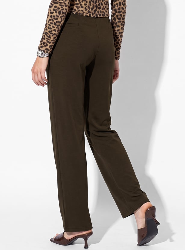 Women Pleated Wide-Leg Trousers