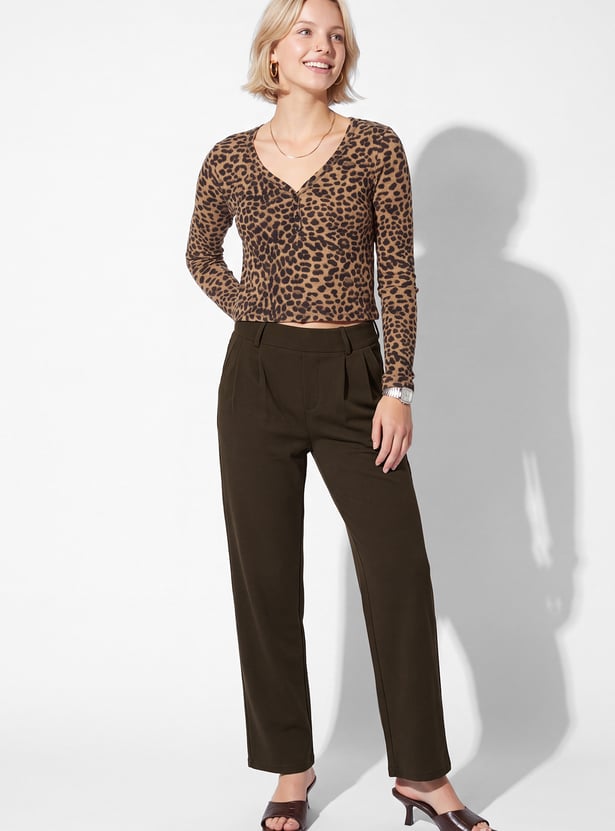 Women Pleated Wide-Leg Trousers