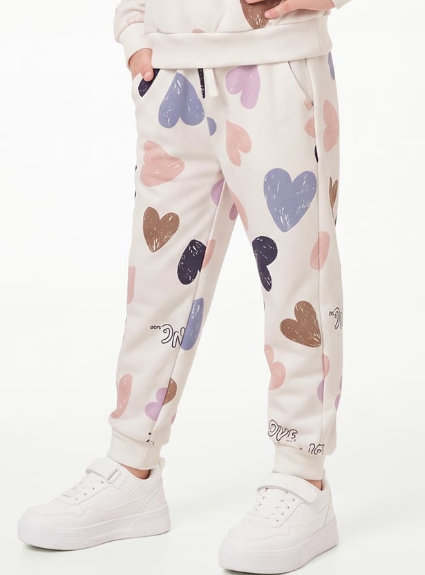 Girls Heart Print Joggers Set
