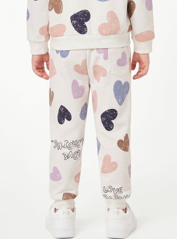 Girls Heart Print Joggers Set