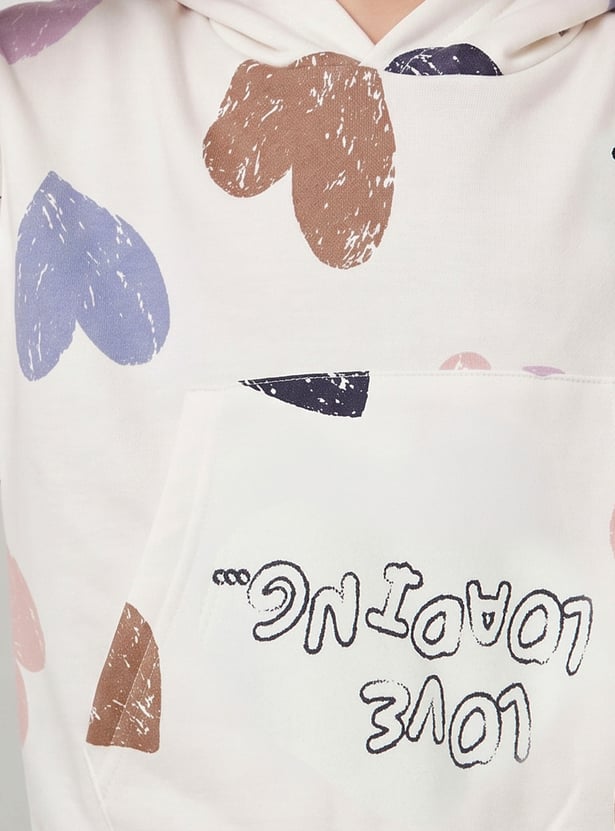 Girls Heart Print Joggers Set