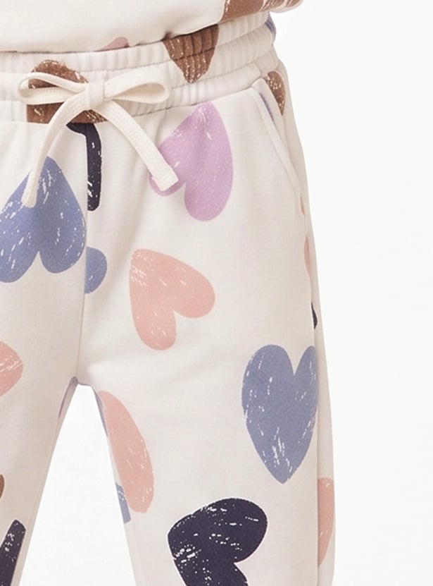 Girls Heart Print Joggers Set