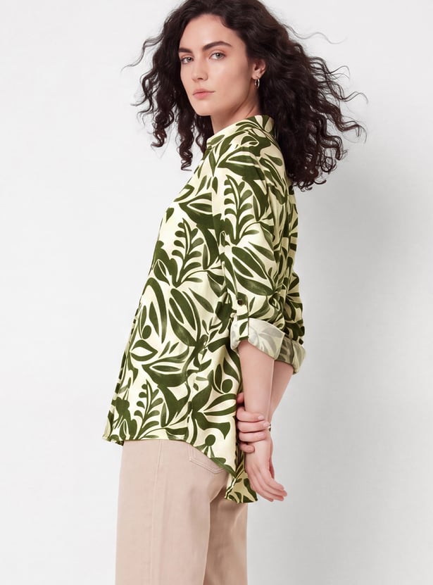 Women Floral Print Drop-Shoulder Shirt