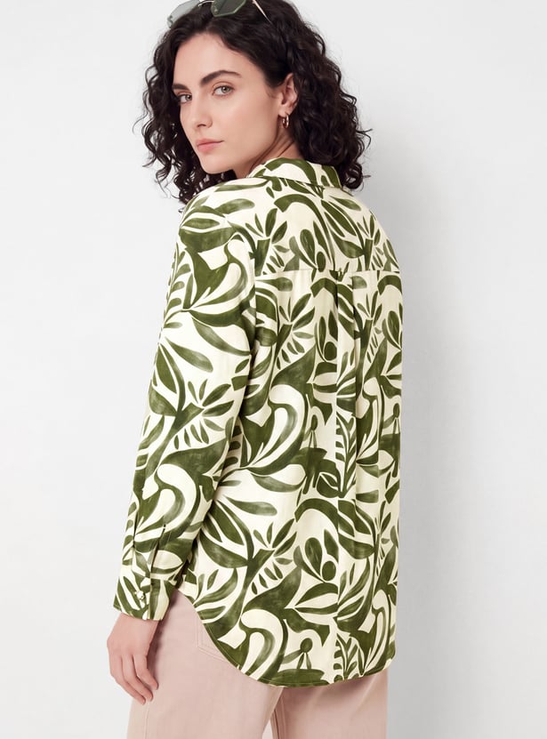 Women Floral Print Drop-Shoulder Shirt