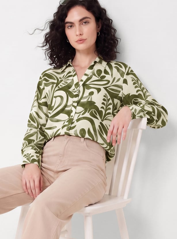 Women Floral Print Drop-Shoulder Shirt