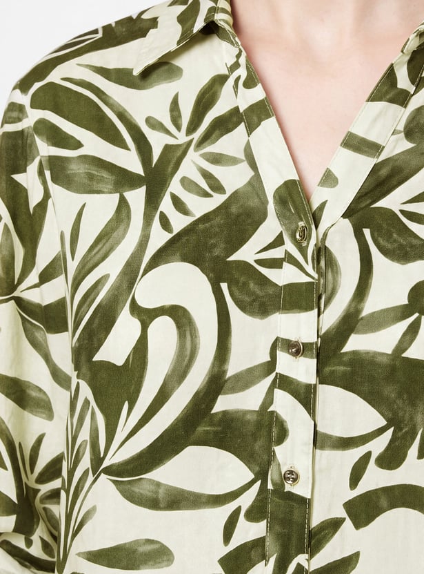 Women Floral Print Drop-Shoulder Shirt