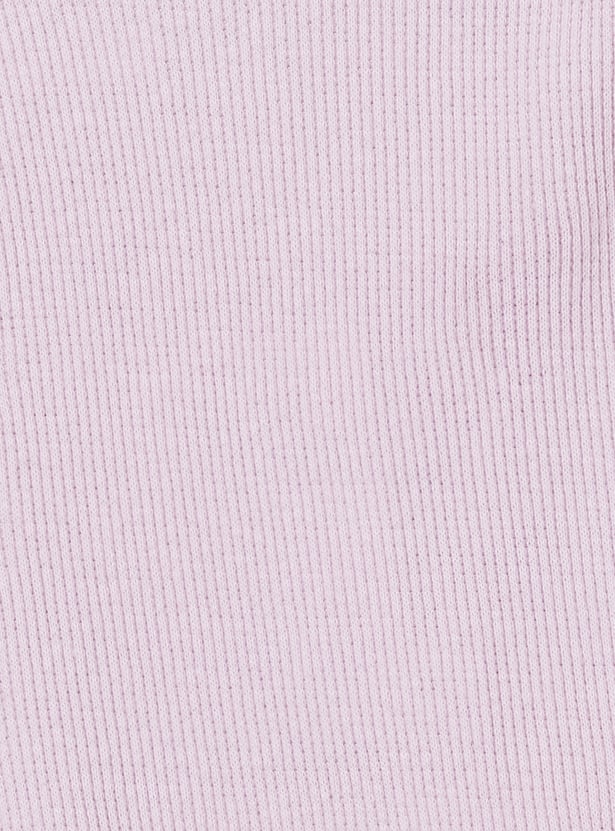 Girls Ribbed and Printed Leggings - Pack of 2