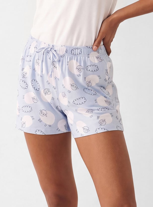 Women Sheep Printed Shorts