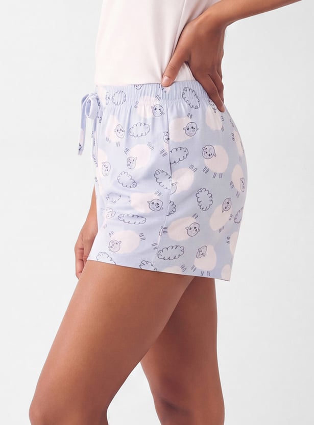 Women Sheep Printed Shorts