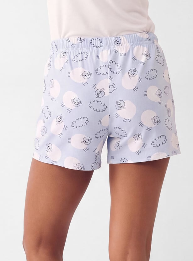 Women Sheep Printed Shorts