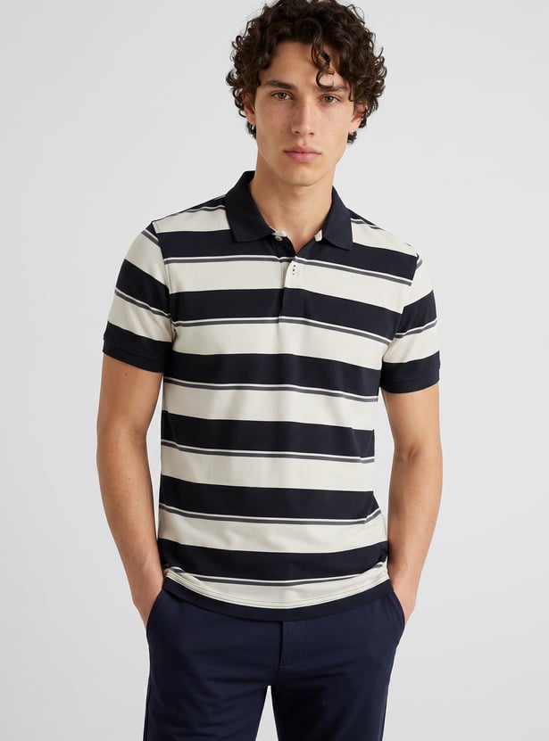 Men Striped Polo T-shirt