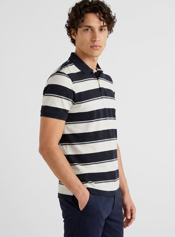 Men Striped Polo T-shirt