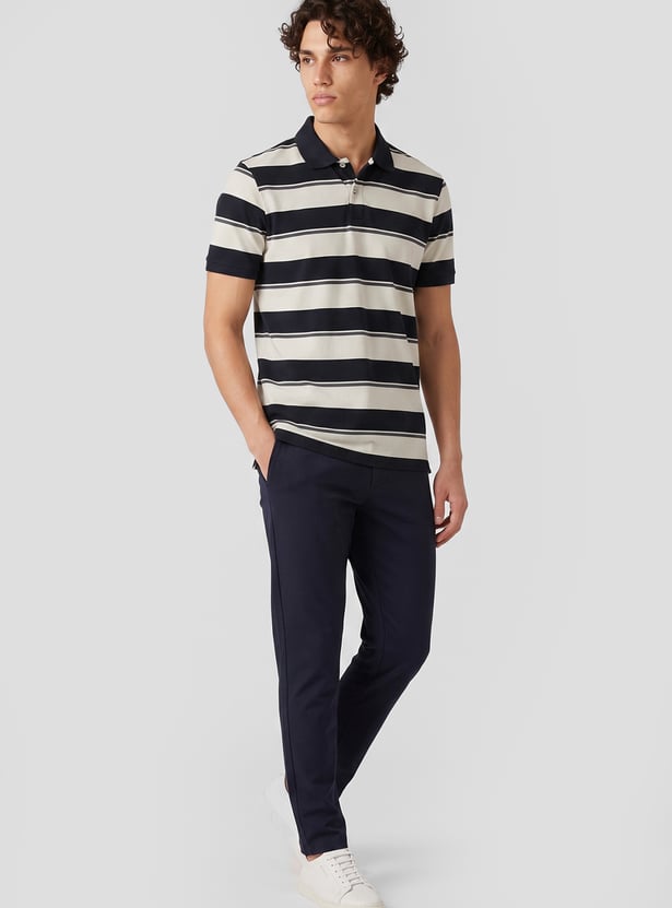 Men Striped Polo T-shirt