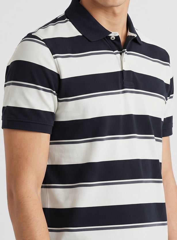 Men Striped Polo T-shirt