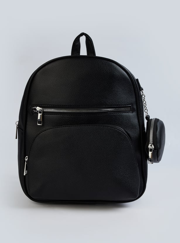 Women Textured Backpack with Coin Pouch