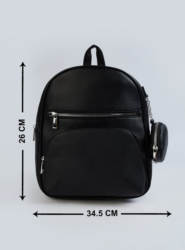 Women Textured Backpack with Coin Pouch