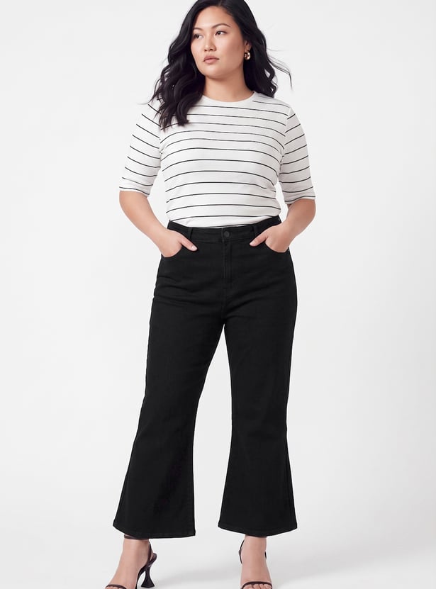 Women Solid Flared Jeans