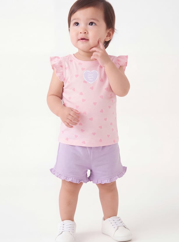 Girls Printed Tops - Pack of 2 Tops & 1 Shorts