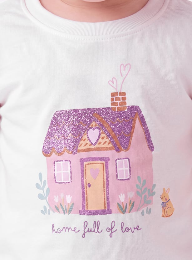 Girls Printed Tops - Pack of 2 Tops & 1 Shorts