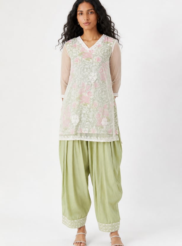 Women Floral Print Straight Kurta Set