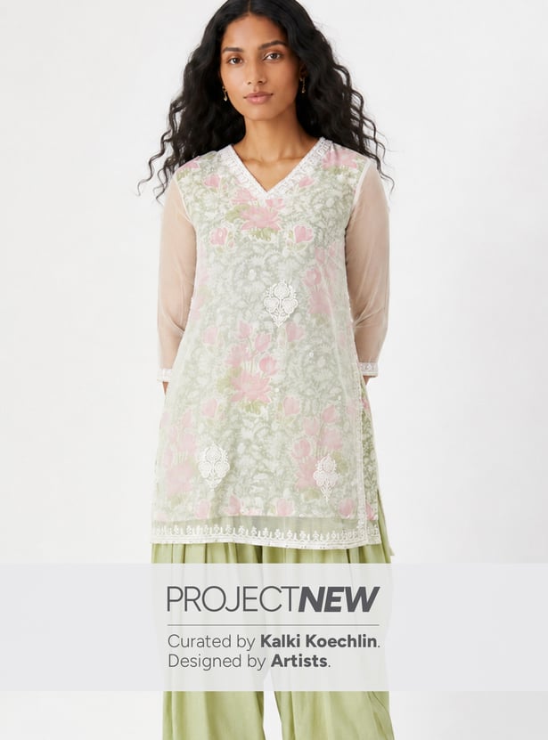 Women Floral Print Straight Kurta Set
