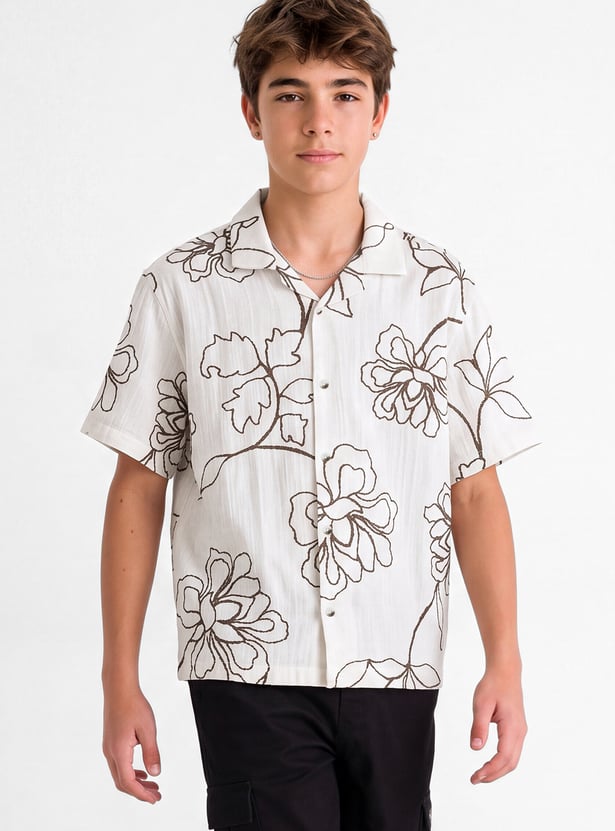 Boys Floral Print Resort Shirt