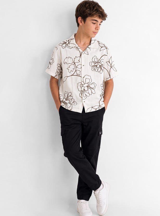 Boys Floral Print Resort Shirt