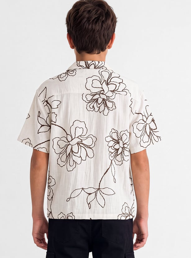 Boys Floral Print Resort Shirt
