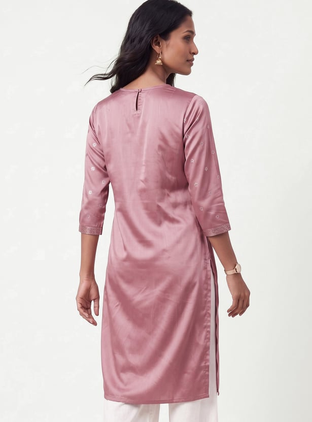 Women Foil Printed Straight Kurta