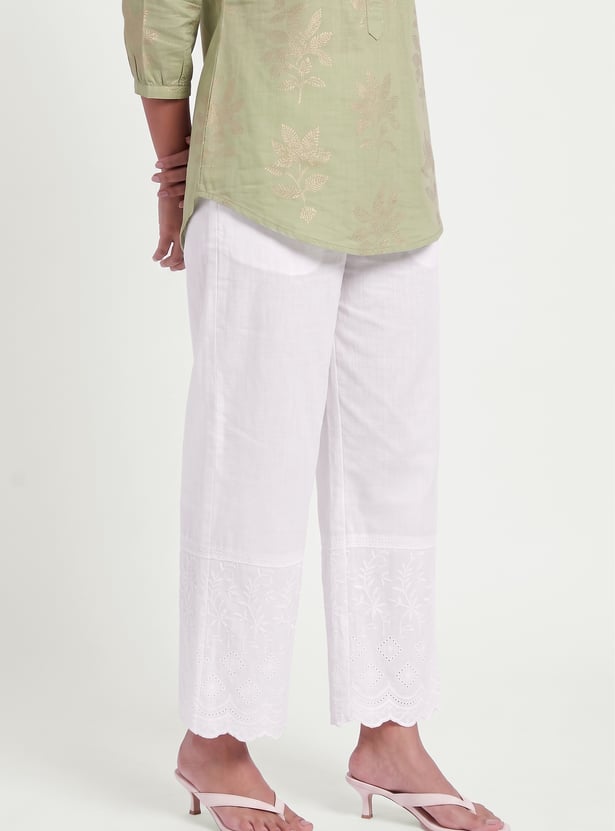 Women Embroidered Hem Palazzos