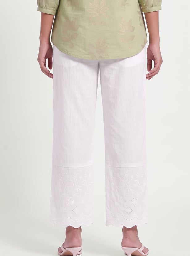 Women Embroidered Hem Palazzos