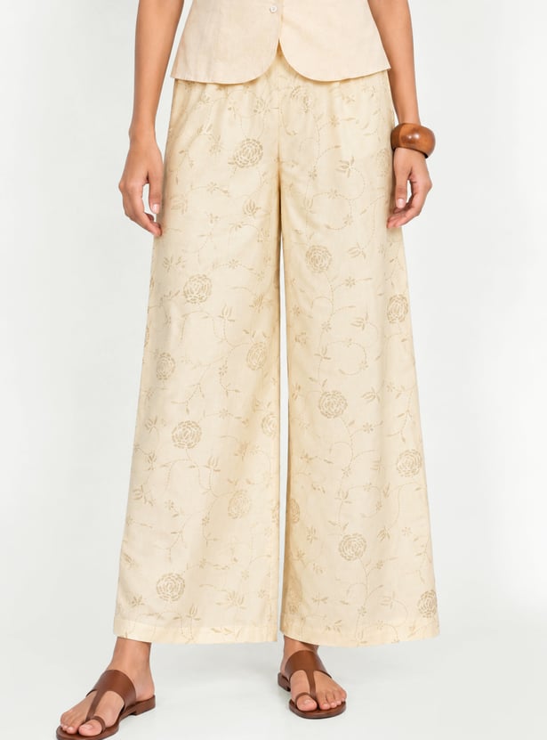 Women Floral Print Palazzos