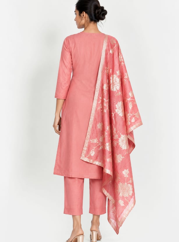 Women Embroidered Straight Kurta Set