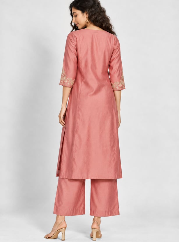Women Embroidered A-line Kurta Set