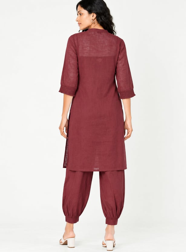 Women Embroidered Straight Kurta Set
