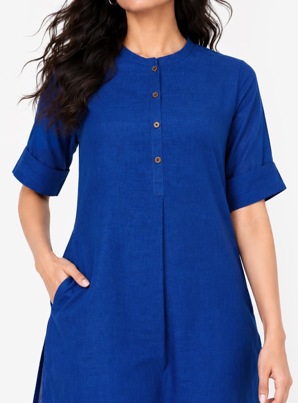 Women Solid Straight Kurta Set