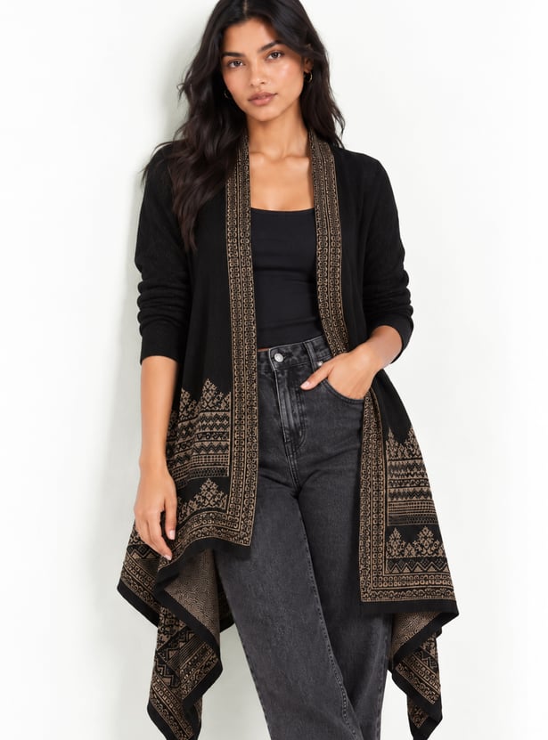 Women Jacquard Waterfall Shrug
