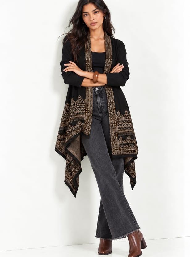 Women Jacquard Waterfall Shrug